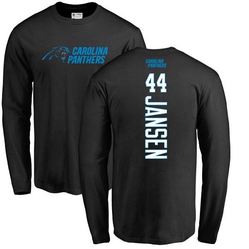 Carolina Panthers Men Black J.J. Jansen Backer NFL Football #44 Long Sleeve T Shirt->carolina panthers->NFL Jersey